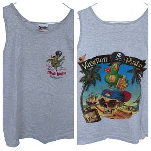 Vintage Disney WDW Magic Kingdom Party Pirate of the Caribbean Tank Top XL Grey